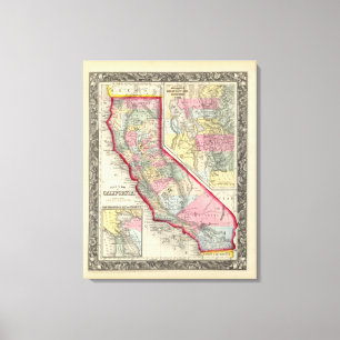 Toile Carte du comté de la Californie