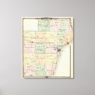 Toile Carte du comté de Manitowoc, état du Wisconsin