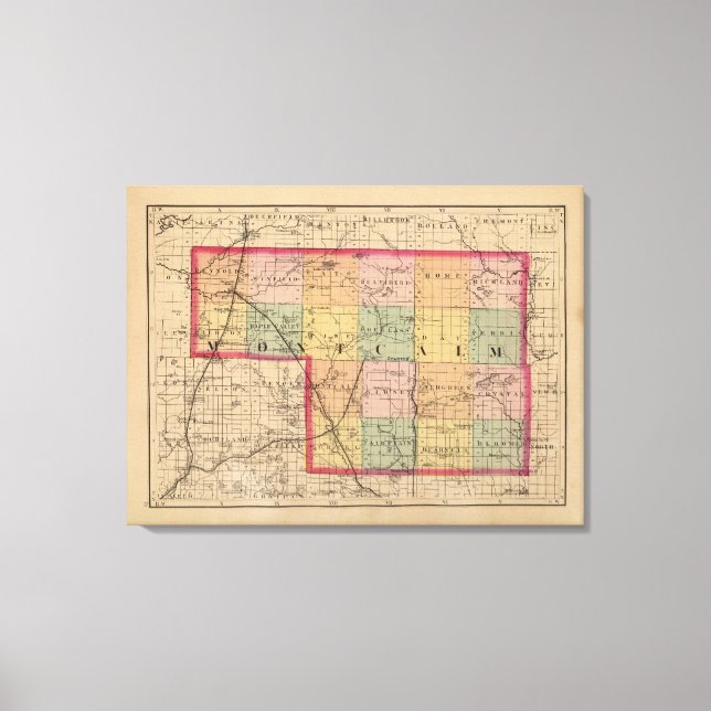Toile Carte du comté de Montcalm, Michigan (Recto)