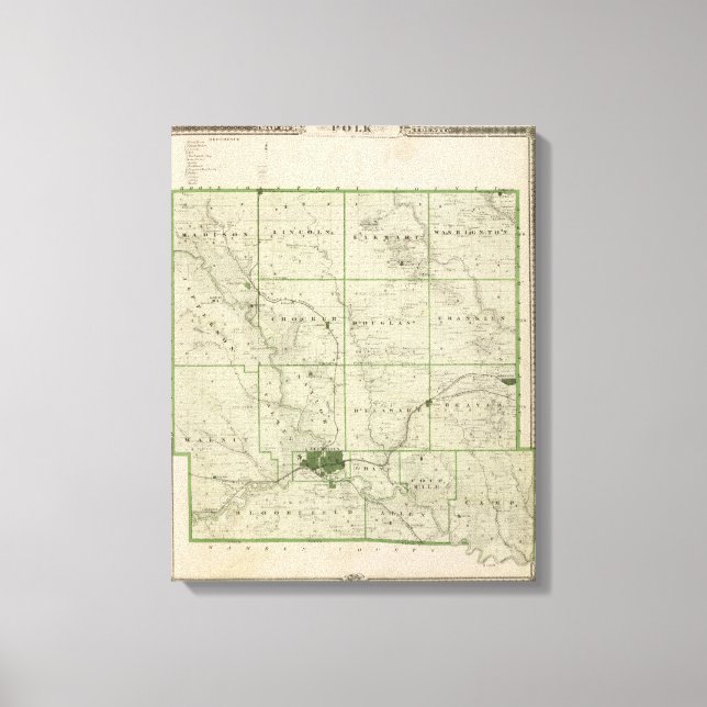 Toile Carte du comté de Polk, État de l'Iowa (Recto)