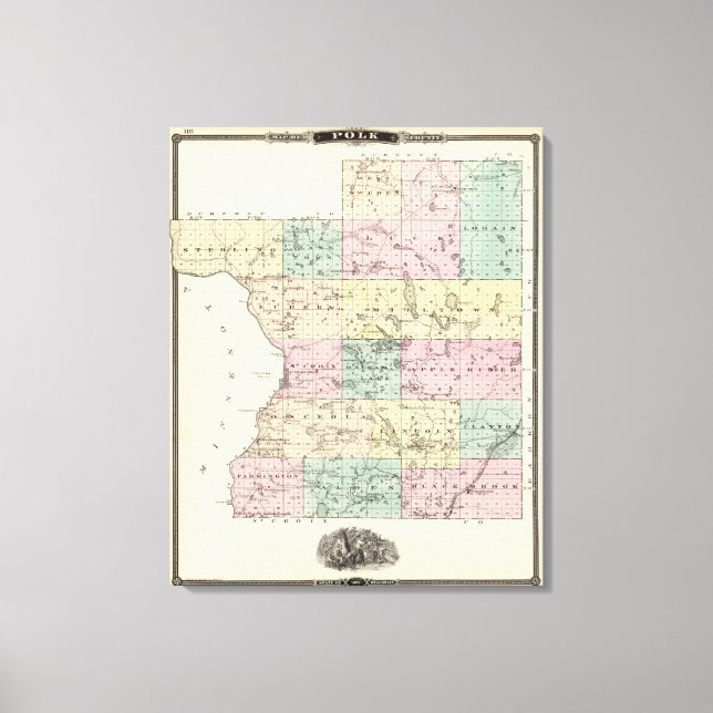 Toile Carte du comté de Polk, État du Wisconsin (Recto)