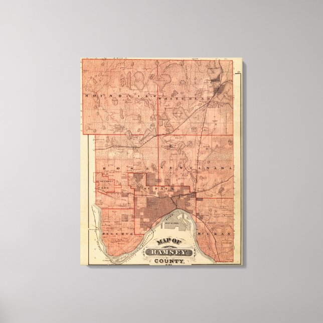 Toile Carte du comté de Ramsey, Minnesota (Recto)