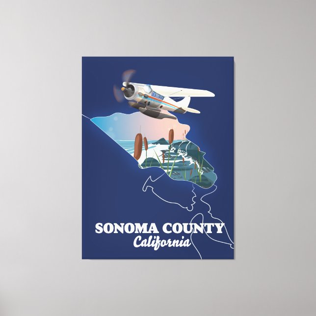 Toile Carte du comté de Sonoma Californie (Recto)