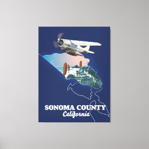 Toile Carte du comté de Sonoma en Californie