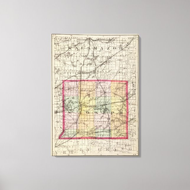 Toile Carte du comté de St Joseph, Michigan (Recto)