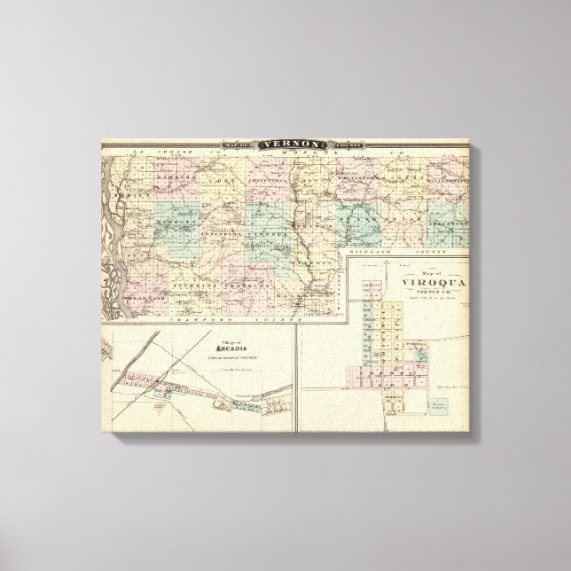 Toile Carte du comté de Vernon, Arcadia et Viroqua (Recto)