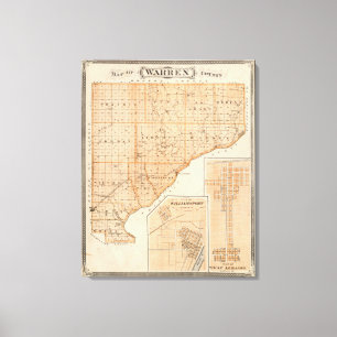 Toile Carte du comté de Warren avec le plan du Liban