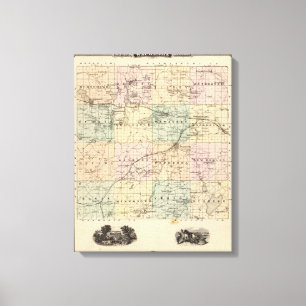 Toile Carte du comté de Waukesha, état du Wisconsin