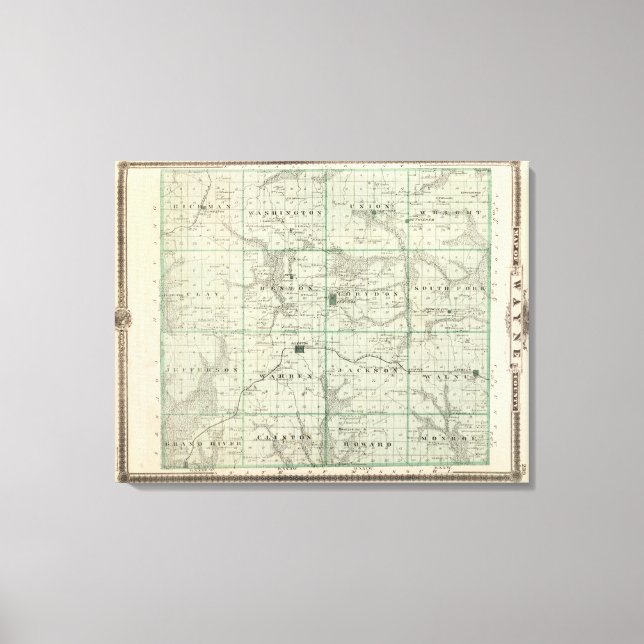 Toile Carte du comté de Wayne, État de l'Iowa (Recto)