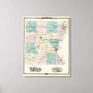 Toile Carte du comté de Winnebago, état du Wisconsin