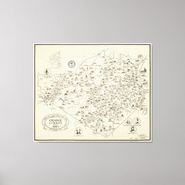 Toile Carte du comté d'Orange, New York avant 1810 (Recto)