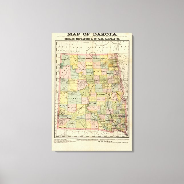 Toile Carte du Dakota (Recto)