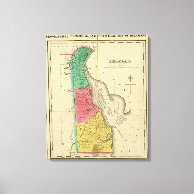 Toile Carte Du Delaware (Recto)