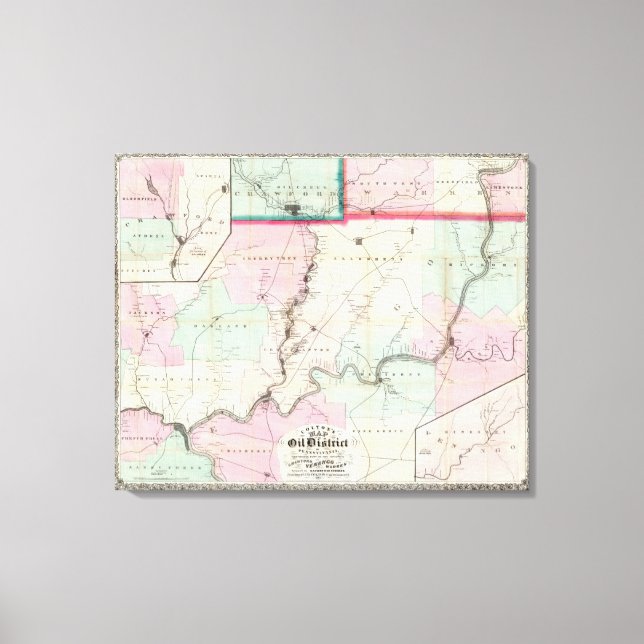 Toile Carte Du District Pétrolier De Pennsylvanie (Recto)