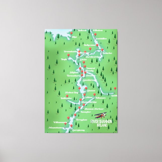 Toile Carte du fleuve Shannon Irlande (Recto)