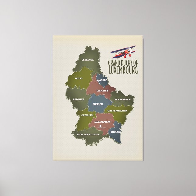 Toile Carte du grand-duché de Luxembourg (Recto)