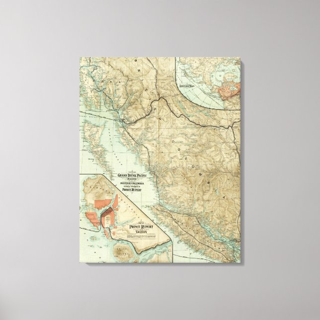 Toile Carte Du Grand Trunk Pacific Railway (Recto)