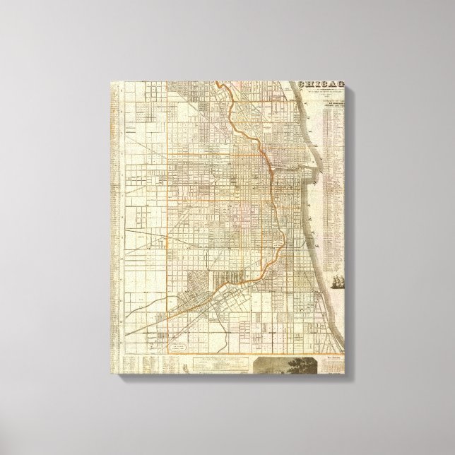 Toile Carte du guide Blanchard de Chicago (Recto)