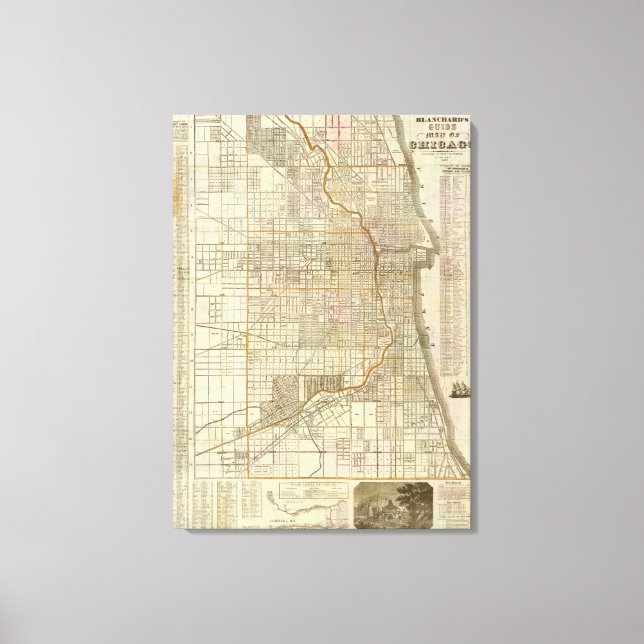 Toile Carte du guide Blanchard de Chicago (Recto)