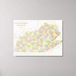Toile Carte du Kentucky et du Tennessee