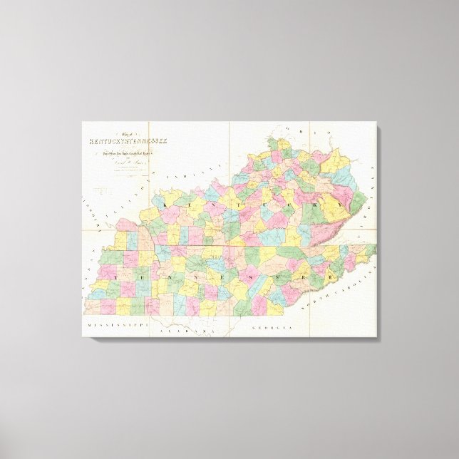 Toile Carte du Kentucky & Tennessee (Recto)