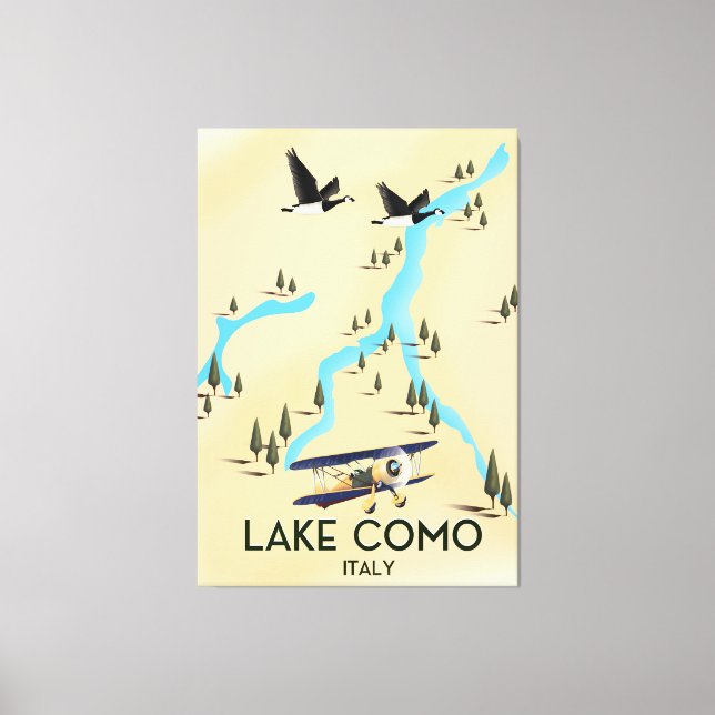 Toile Carte du lac de Côme Italie poster de voyage (Recto)