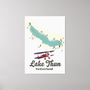 Toile Carte du lac de Thoune en Suisse