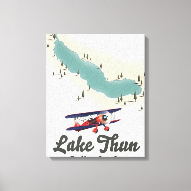 Toile Carte du lac de Thoune en Suisse (Recto)