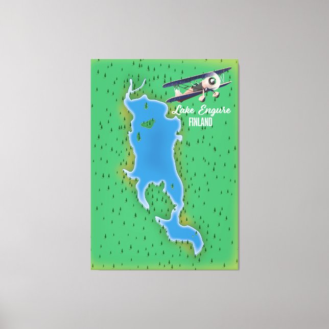 Toile Carte du lac Engure en Finlande (Recto)