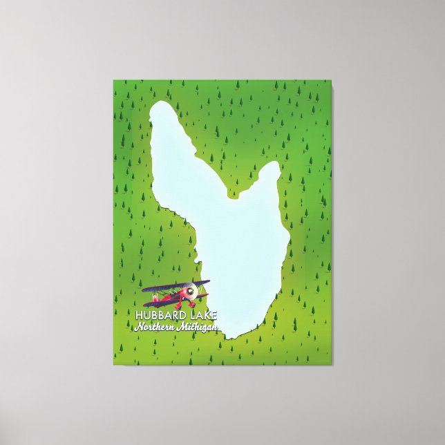 Toile Carte du lac Hubbard dans le nord du Michigan (Recto)