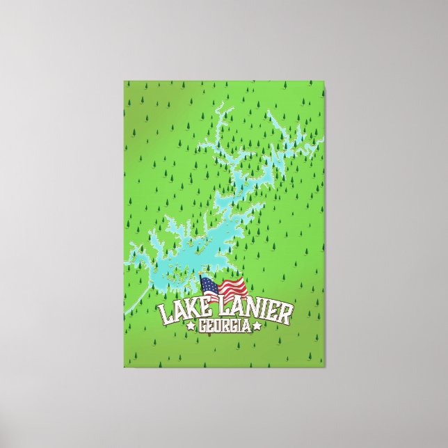 Toile Carte du lac Lanier Géorgie (Recto)