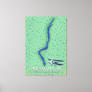Toile carte du lac Okanagan Colombie-Britannique Canada