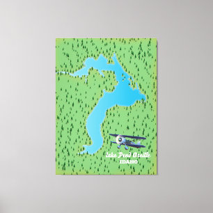 Toile Carte du lac Pend Oreille Idaho