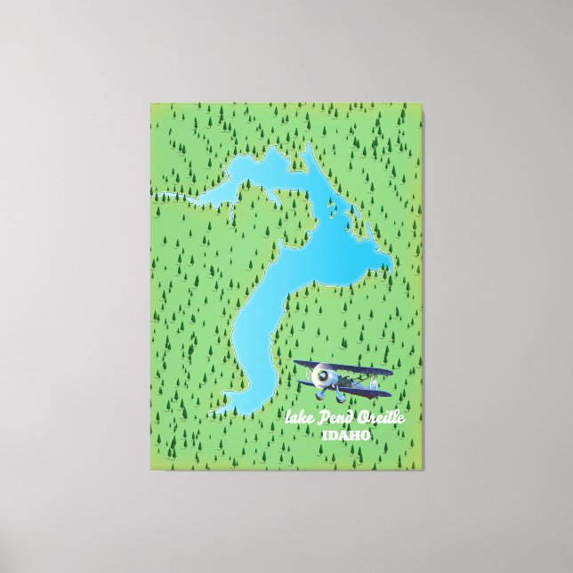 Toile Carte du lac Pend Oreille Idaho (Recto)