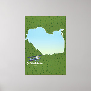 Toile Carte du lac Selawik Alaska