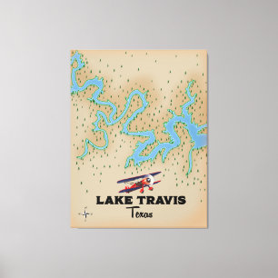 Toile Carte du lac Travis Texas