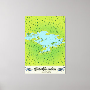 Toile Carte du lac Vermilion Minnesota
