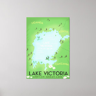 Toile Carte du lac Victoria - Afrique Great Lake Voyage