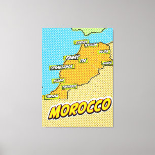 Toile Carte du Maroc illustrée par Pop Art