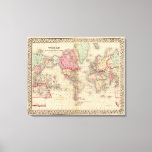 Toile Carte du Mercator mondial par Mitchell