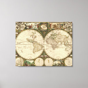 Toile Carte du monde 1660 par Frederick de Wit