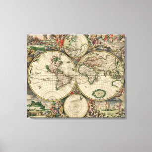 Toile Carte du Monde 1689 - par Gerard Van Schagen