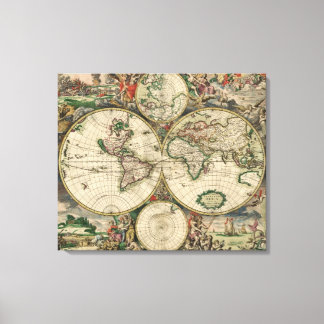 Toile Carte du Monde 1689 - par Gerard Van Schagen