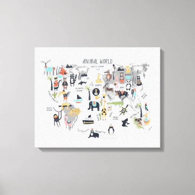 Toile Carte du monde animal (Recto)