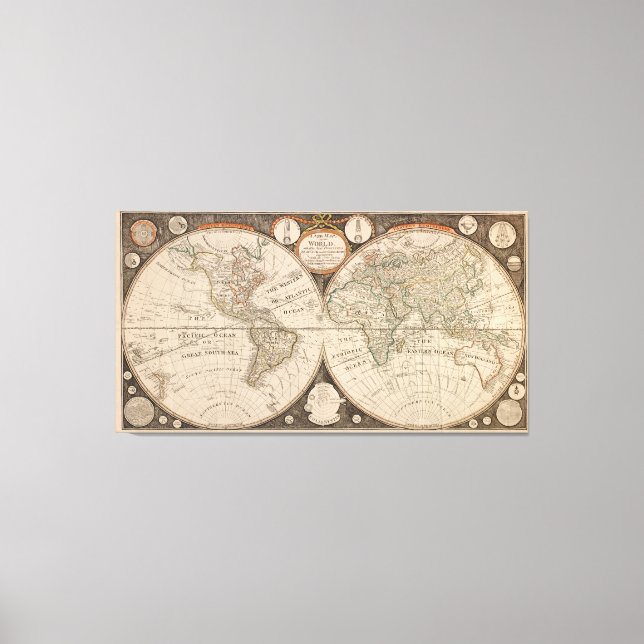 Toile Carte du monde antique, 1799 (Thomas Kitchen) (Recto)