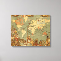 Carte du monde Antique 1886 Illustré