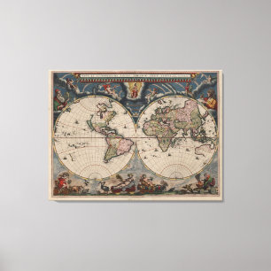 Toile Carte du monde antique : Art de la cartographie hi
