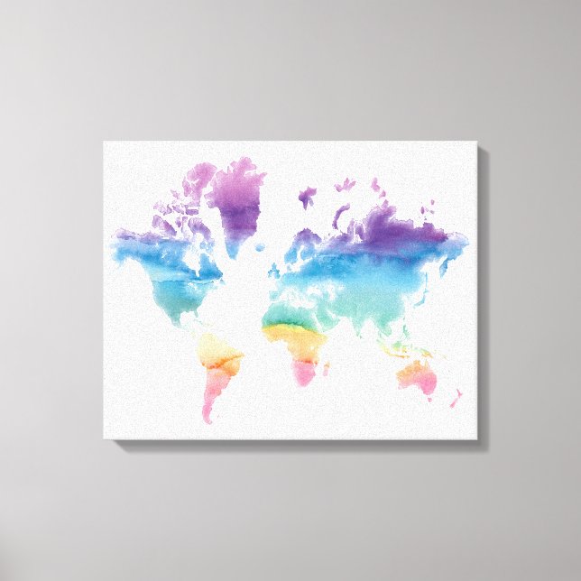 Toile Carte du monde aquarelle (Recto)
