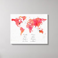 Carte du monde aquarelle Relation longue distance