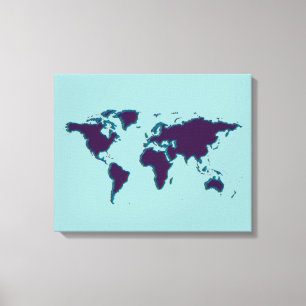 Toile carte du monde bleu